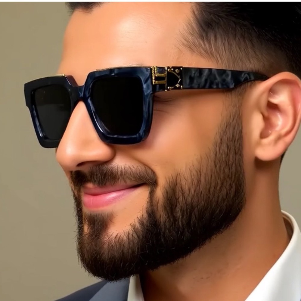 Mens Hip Hop Sunglasses Modern Designer Fashion Shades‎ Gray Marble Frame Classy